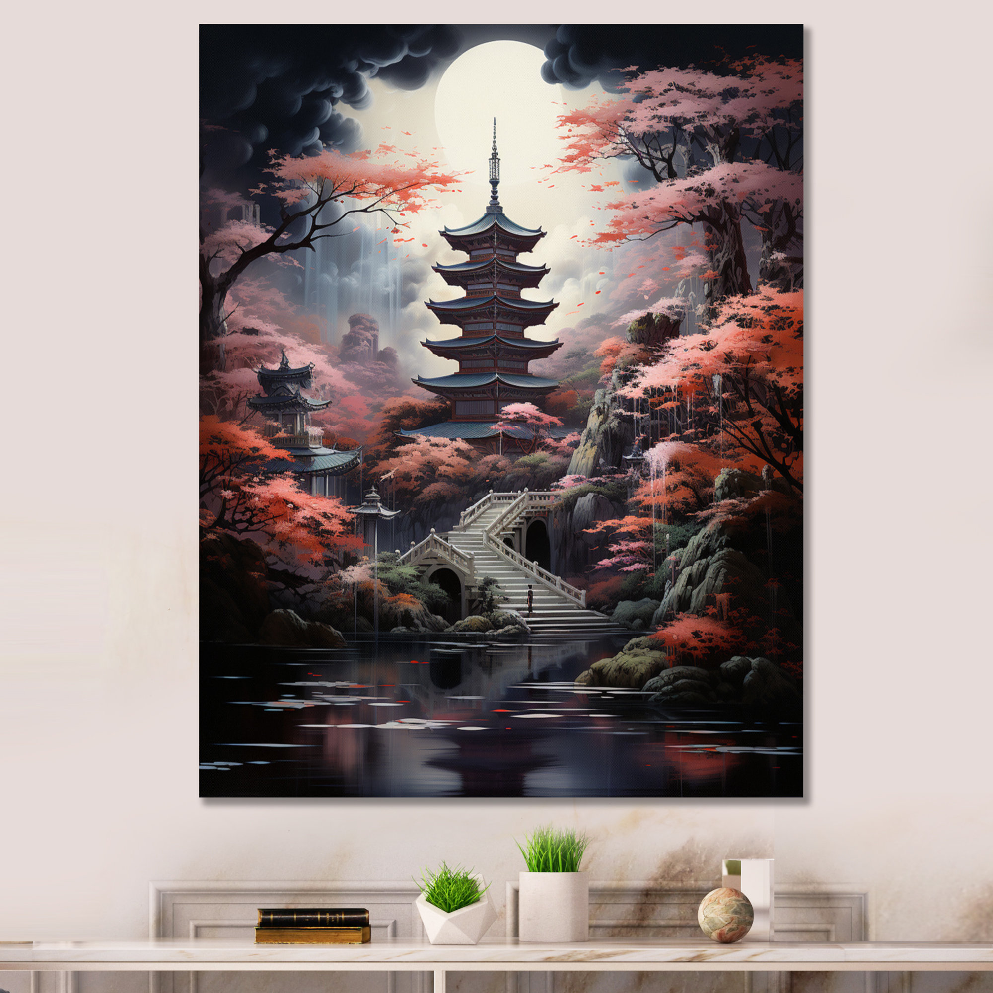 Red Barrel Studio® Japon Art Mystical Pagoda Japanese Wall Art Living